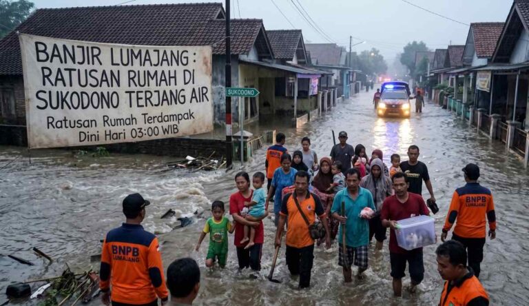 Ratusan Rumah di Sukodono Lumajang Terjang Banjir Dini Hari