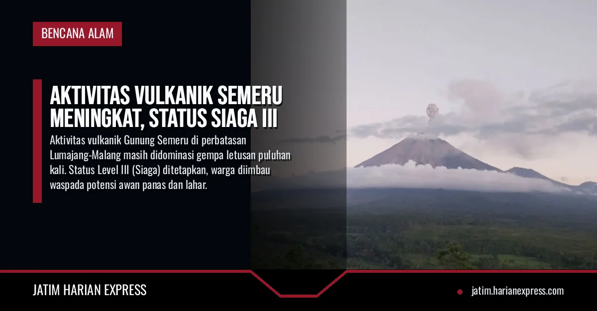 Aktivitas Vulkanik Semeru Meningkat, Status Siaga III