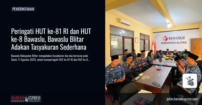 Peringati HUT ke-81 RI dan HUT ke-8 Bawaslu, Bawaslu Blitar Adakan Tasyakuran Sederhana