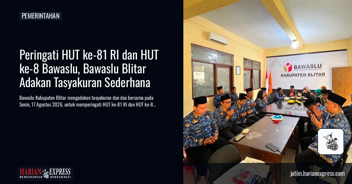 Peringati HUT ke-81 RI dan HUT ke-8 Bawaslu, Bawaslu Blitar Adakan Tasyakuran Sederhana