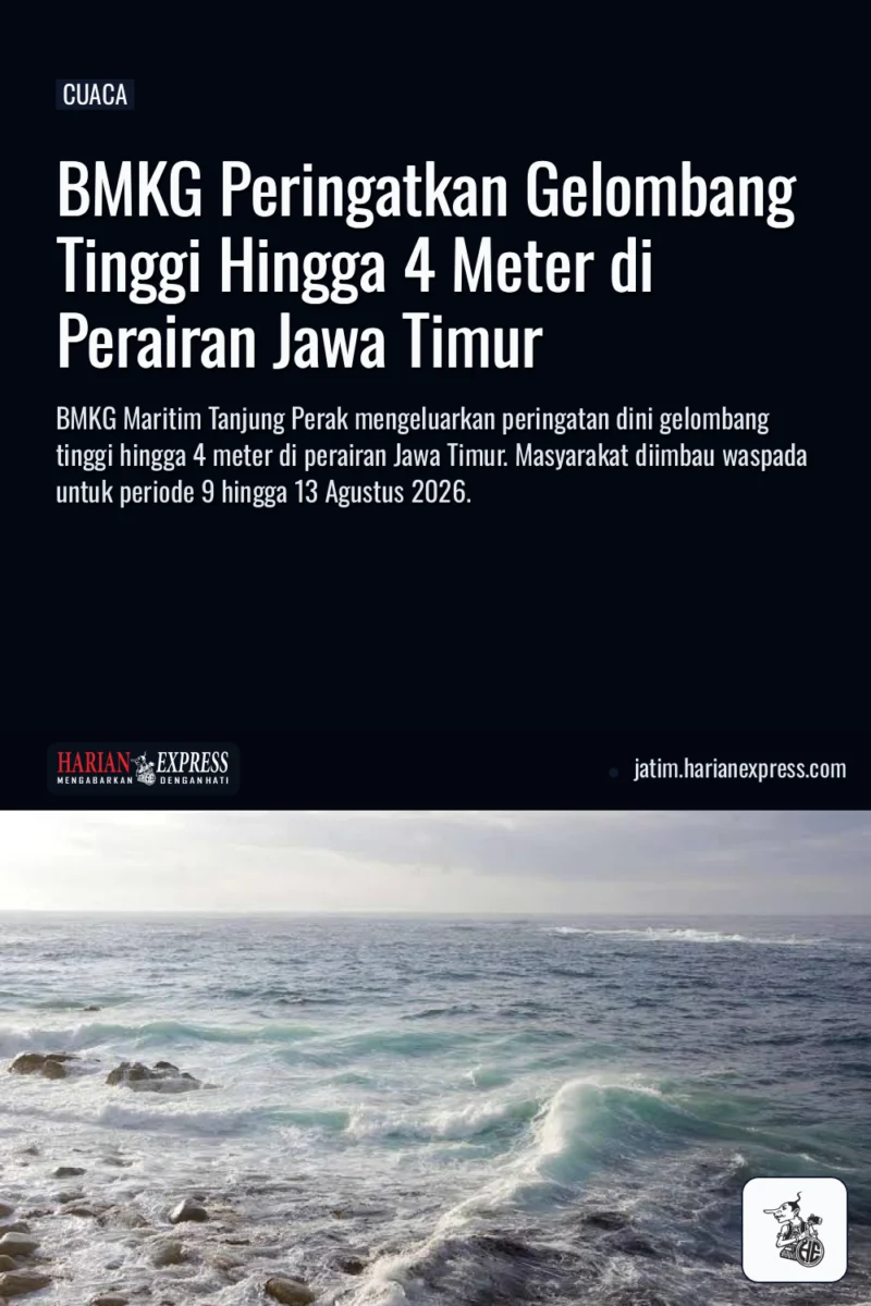 BMKG Peringatkan Gelombang Tinggi Hingga 4 Meter di Perairan Jawa Timur