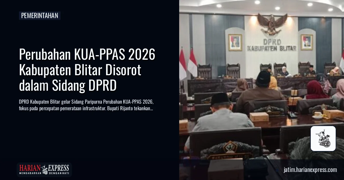 Perubahan KUA-PPAS 2026 Kabupaten Blitar Disorot dalam Sidang DPRD
