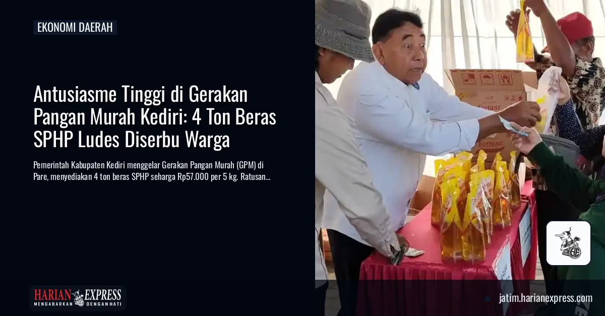 Antusiasme Tinggi di Gerakan Pangan Murah Kediri: 4 Ton Beras SPHP Ludes Diserbu Warga