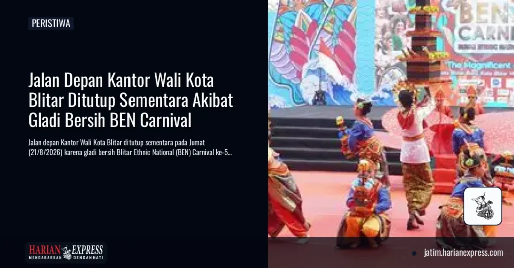 Jalan Depan Kantor Wali Kota Blitar Ditutup Sementara Akibat Gladi Bersih BEN Carnival