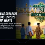 Ilustrasi jadwal sholat Surabaya hari ini. Foto: Gemini AI | Sumber: Gemini AI">