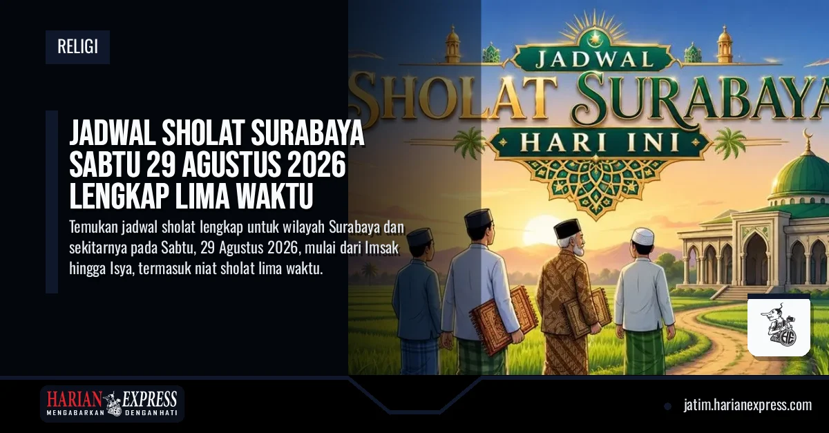 Jadwal Sholat Surabaya Sabtu 29 Agustus 2026 Lengkap Lima Waktu