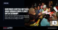Gambar tambahan: Gubernur Jawa Timur Khofifah saat mengunjungi dan menyerahkan bantuan