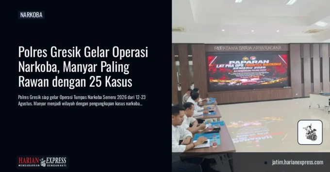 Polres Gresik Gelar Operasi Narkoba, Manyar Paling Rawan dengan 25 Kasus