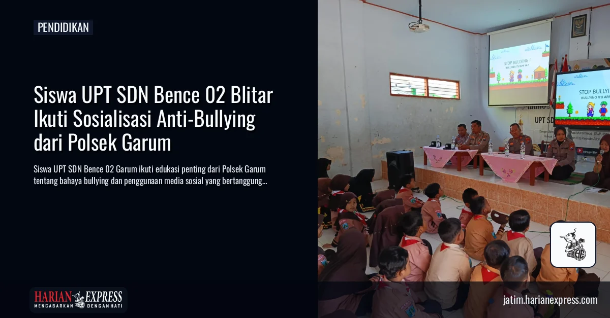 Siswa UPT SDN Bence 02 Blitar Ikuti Sosialisasi Anti-Bullying dari Polsek Garum