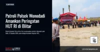 Patroli Polsek Wonodadi Amankan Peringatan HUT RI di Blitar