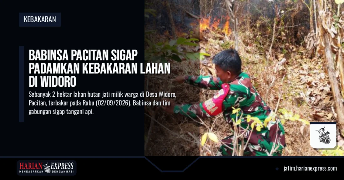 Babinsa Pacitan Sigap Padamkan Kebakaran Lahan di Widoro