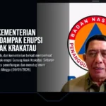 Kepala BNPB Letjen TNI Dr. Suharyanto menyampaikan perkembangan penanganan dampak erupsi Gunung Anak Krakatau dalam keterangan pers secara daring pada Minggu (06/09/2026).(Foto : Dok.BNPB) | Sumber: Dok.BNPB)