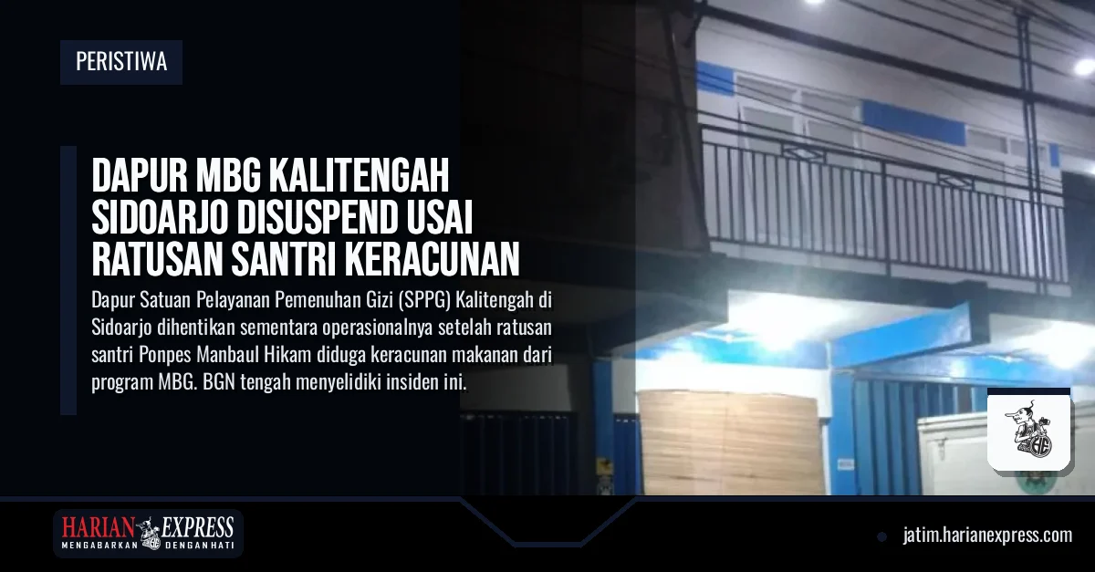 Dapur MBG Kalitengah Sidoarjo Disuspend Usai Ratusan Santri Keracunan
