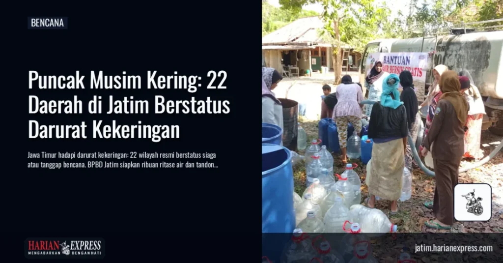 Puncak Musim Kering: 22 Daerah di Jatim Berstatus Darurat Kekeringan