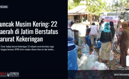 Puncak Musim Kering: 22 Daerah di Jatim Berstatus Darurat Kekeringan