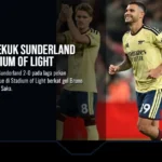 Pemain Arsenal merayakan gol ke gawang Sunderland dalam lanjutan Premier League di Stadium of Light, Minggu (13/9/2026) dini hari WIB. (Oli SCARFF / AFP)