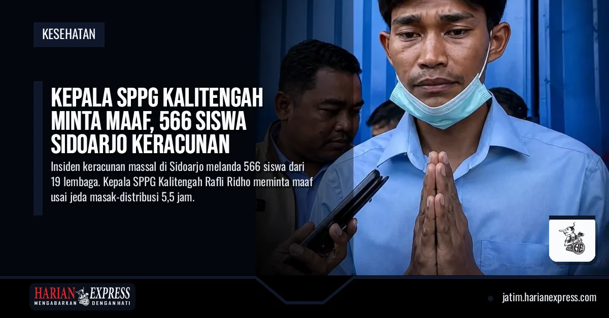 Kepala SPPG Kalitengah Minta Maaf, 566 Siswa Sidoarjo Keracunan