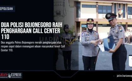 Dua Polisi Bojonegoro Raih Penghargaan Call Center 110