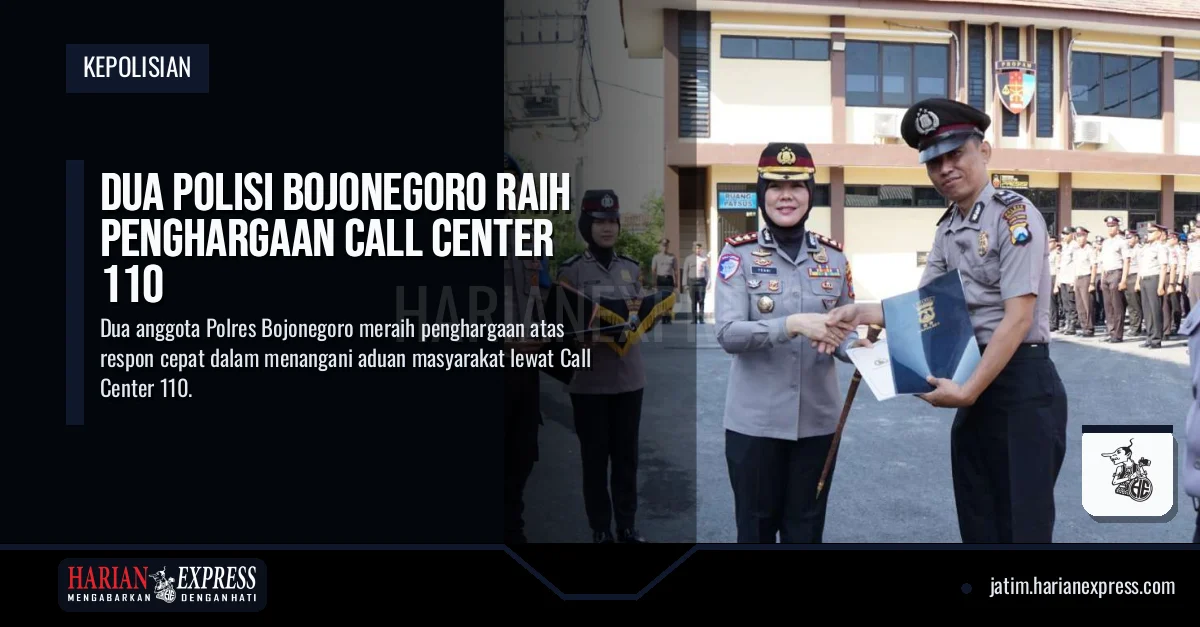 Dua Polisi Bojonegoro Raih Penghargaan Call Center 110