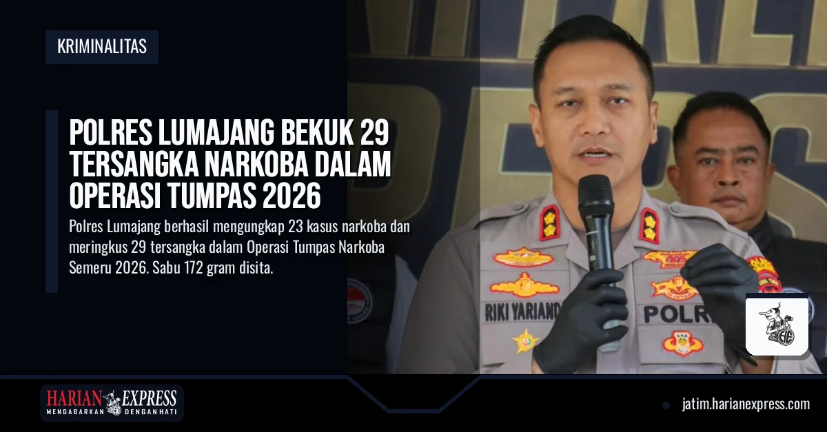 Polres Lumajang Bekuk 29 Tersangka Narkoba dalam Operasi Tumpas 2026