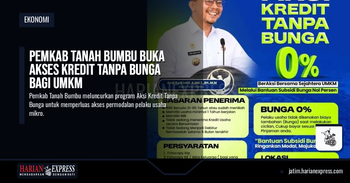 Pemkab Tanah Bumbu Buka Akses Kredit Tanpa Bunga Bagi UMKM