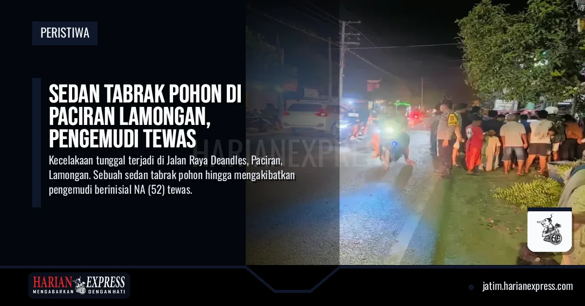 Sedan Tabrak Pohon di Paciran Lamongan, Pengemudi Tewas